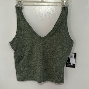 GapFit cropped tank, Heather green with built in shelf bra